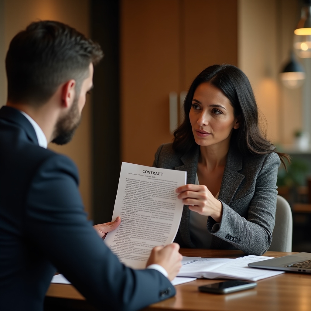 Professionista che negozia scadenze con un cliente durante una sessione di formazione